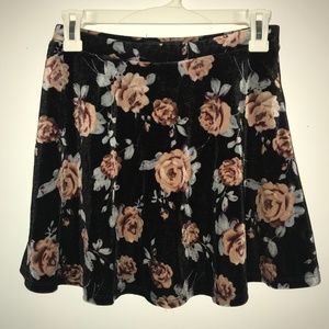 Velvet Black Floral Skirt (Forever 21)